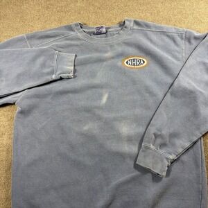 Vintage Y2K NHRA Drag Racing Sweatshirt XL Comfort Colors No Bad Days Blue